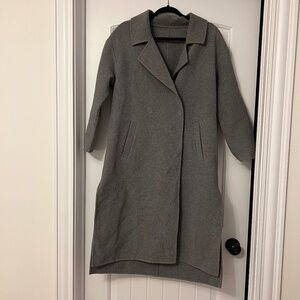 French Connection long grey wool blend coat